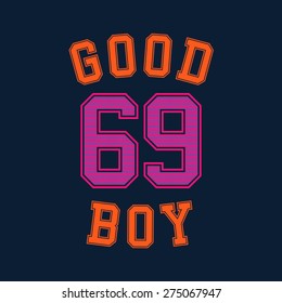 gute Boy-Typografie, T-Shirt-Grafiken. Vektorgrafik.
