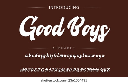 Good Boys Sport Modern Italic Alphabet Font. Typography urban style fonts for technology, digital, movie logo design. vector illustration