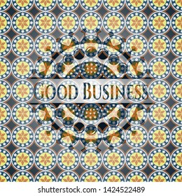 Good Business arabic emblem background. Arabesque decoration.