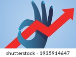 Good business development trend, the red arrow crosses the OK gesture
