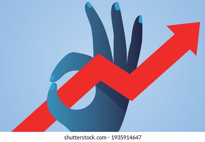 Good business development trend, the red arrow crosses the OK gesture