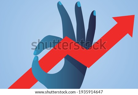 Good business development trend, the red arrow crosses the OK gesture