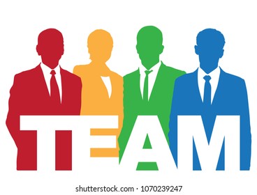 Good business team. The members of the team think differently, but they work together.
