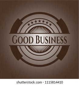Good Business wooden emblem
