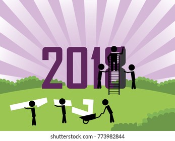 good bye 2017 and happy new year 2018 background vector