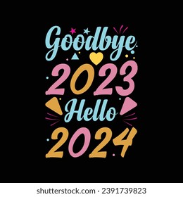 ilustraciones de good bye 2023 con parches para camisetas y otros usos