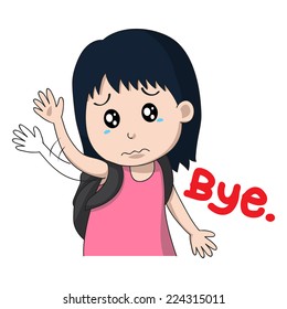 Good bye cartoon character vector illustrator