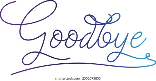 Good bye text. Continuous one line drawing. Vector illustration sketch handwriting isolated on white background. Word phrase minimalist for banner, poster