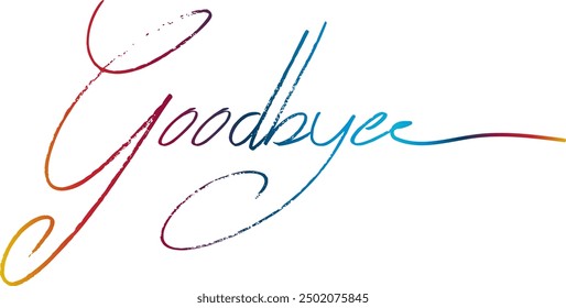 Good bye text. Continuous one line drawing. Vector illustration sketch handwriting isolated on white background. Word phrase minimalist for banner, poster