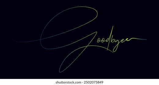 Good bye text. Continuous one line drawing. Vector illustration sketch handwriting isolated on white background. Word phrase minimalist for banner, poster