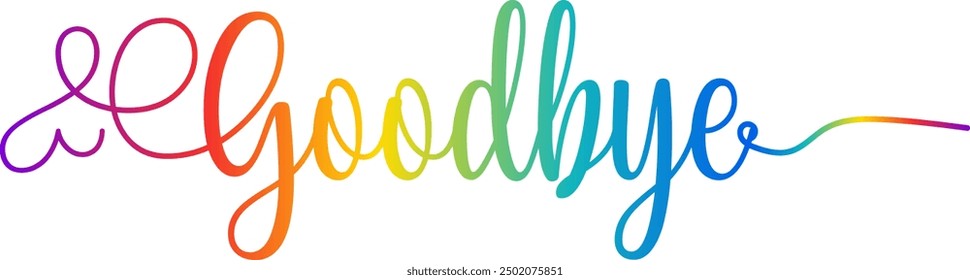 Good bye text. Continuous one line drawing. Vector illustration sketch handwriting isolated on white background. Word phrase minimalist for banner, poster