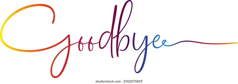 Good bye text. Continuous one line drawing. Vector illustration sketch handwriting isolated on white background. Word phrase minimalist for banner, poster