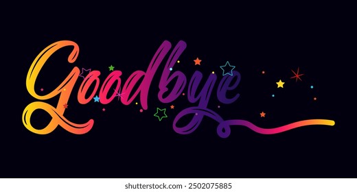 Good bye text. Continuous one line drawing. Vector illustration sketch handwriting isolated on white background. Word phrase minimalist for banner, poster