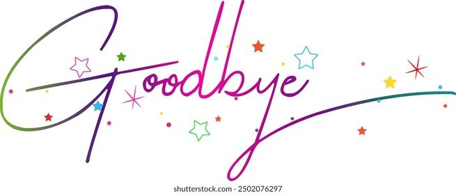 Good bye text. Continuous one line drawing. Vector illustration sketch handwriting isolated on white background