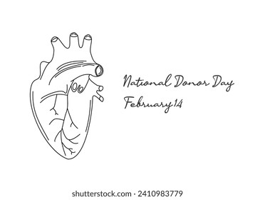 Good for celebrating National Donor Day, this single line artwork features an image.