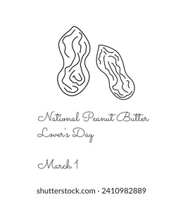 Good for celebrating National Peanut Butter Lovers Day, this one line drawing is perfect for the occasion.