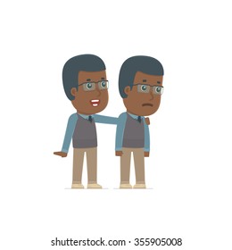 Good Character African American Teacher cares and helps to his friend in difficult times. Poses for interaction with other characters from this series
