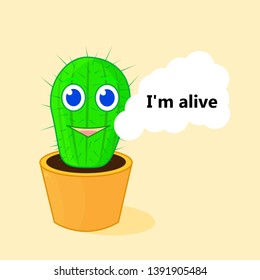 Good character in the role of a cactus. Vector illustration.