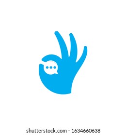 Good Chat App Logo With Hand Symbol