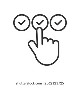 Good choice, icon in line design. Good choice, decision making, right selection, approval, correct option, positive decision, thumbs up on white background vector. Good choice editable stroke icon