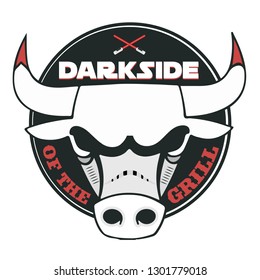 Good, clean red, white and black colored logo work or sign for geeky grill restaurant.