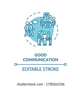 Good communication concept icon. Friends and family members relationship idea thin line illustration. People emotional support, conversation. Vector isolated outline RGB color drawing. Editable stroke