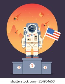 Good concept of Mars Colonization mission one. The future home for humans on the red planet.  Flat vector illustration. Trendy design.  