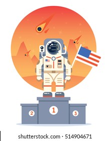 Good concept of Mars Colonization mission one. The future home for humans on the red planet.  Flat vector illustration. Trendy design.  
