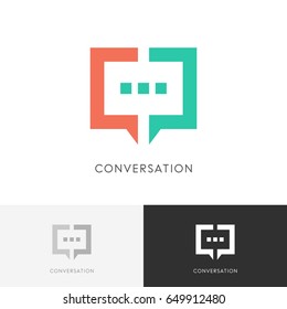 Good conversation logo - colored chat symbol. Discussion, dialogue and talk vector icon.