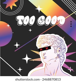 TOO GOOD cool glowy 90s asthetic greek god artwork illustration