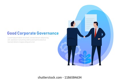 Good Corporate Governance. Business Team Agree On Set Of Principle And Cooperation. Vector