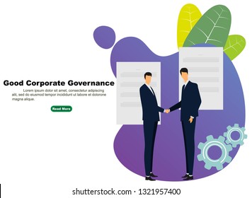 Good Corporate Governance. Business Team Agree On Set Of Principle And Cooperation. Vector - Illustration 

