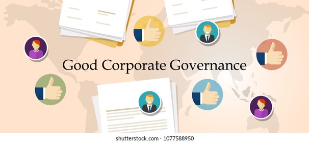 Good Corporate Governance Concept. Accountable Organization Transparent Management Symbol With Hands Vector