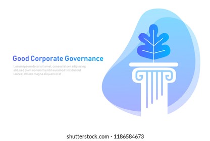 Good Corporate Governance. Leaf On Pillar Symbol Of Principle In A Company. Vector