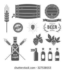 Good craft beer brewery labels, emblems and design elements. Vector Set.