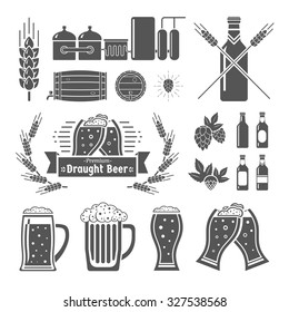 Good craft beer brewery labels, emblems and design elements. Vector Set.