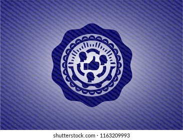 good customer feedback icon with denim texture