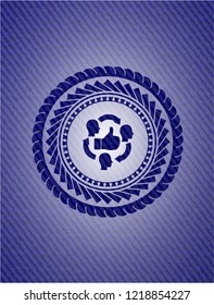 good customer feedback icon with denim texture