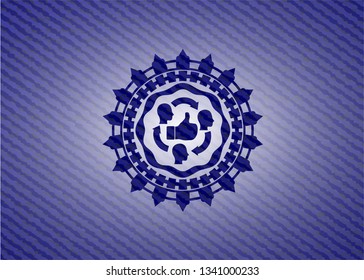good customer feedback icon with denim texture