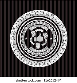 good customer feedback icon inside silver emblem or badge