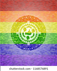 good customer feedback icon inside lgbt colors emblem 