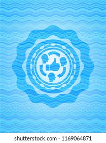 good customer feedback icon inside water style emblem.
