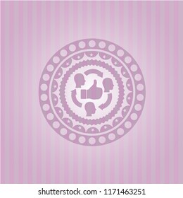 good customer feedback icon inside retro style pink emblem