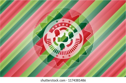 good customer feedback icon inside christmas colors emblem.