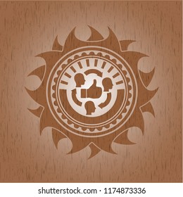 good customer feedback icon inside wood badge or emblem