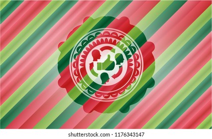 good customer feedback icon inside christmas colors badge.