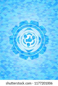 good customer feedback icon inside light blue mosaic emblem