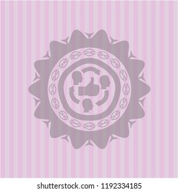 good customer feedback icon inside pink emblem