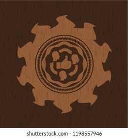 good customer feedback icon inside realistic wooden emblem
