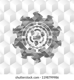 good customer feedback icon inside grey emblem. Vintage with geometric cube white background